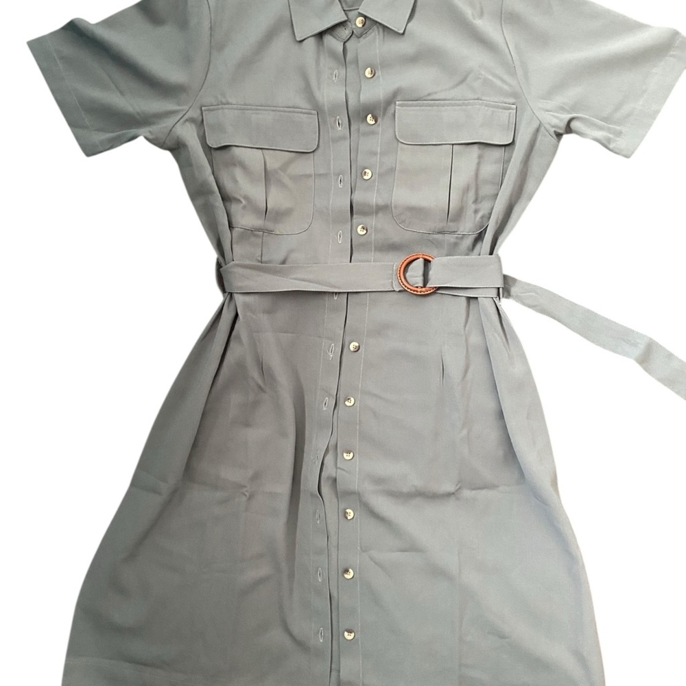 Sage Green Utility Shirt Dress w/ Belt – Size L